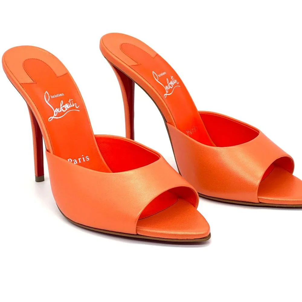 Orange Open-Toe Stiletto Mule Heel